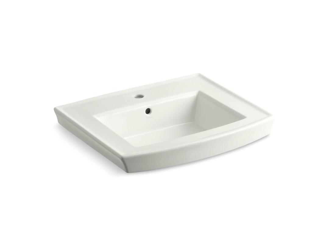 Archer Pedestal bathroom sink with single faucet hole by Kohler