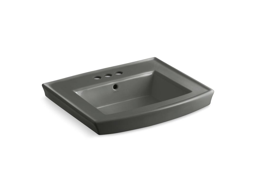 Archer Pedestal bathroom sink with 4'' centerset faucet holes by Kohler