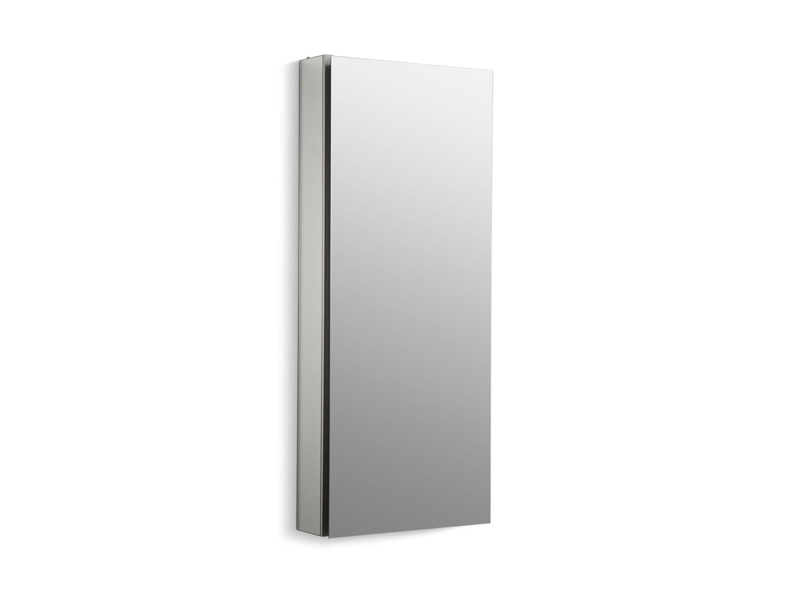 Kohler Catalan 15'' W x 36-1/8'' H aluminum single-door medicine cabinet with 107 degree hinge - Satin Anodized Aluminum by Kohler