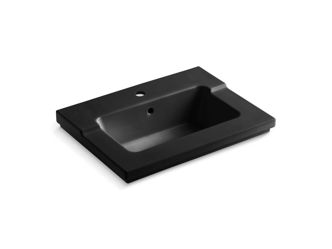 Kohler Tresham Vanity-Top Bathroom Sink With Single Faucet Hole - Black by Kohler