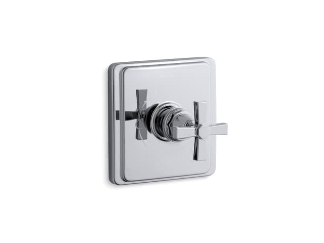 Kohler Pinstripe Pure Rite-Temp valve trim with cross handle - Polished Chrome