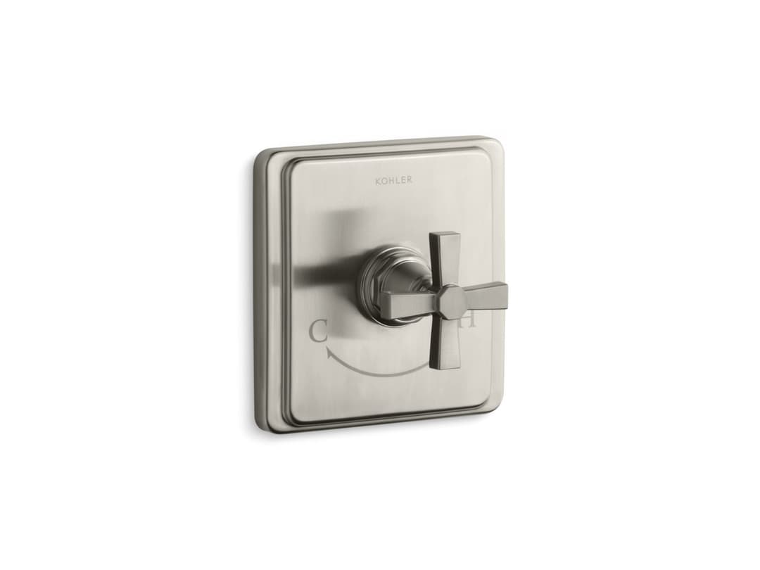 Kohler Pinstripe Pure MasterShower temperature control valve trim with Lever handle - Vibrant Brushed Nickel by Kohler