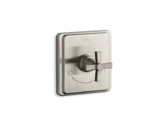Kohler Pinstripe Pure MasterShower temperature control valve trim with Lever handle - Vibrant Brushed Nickel