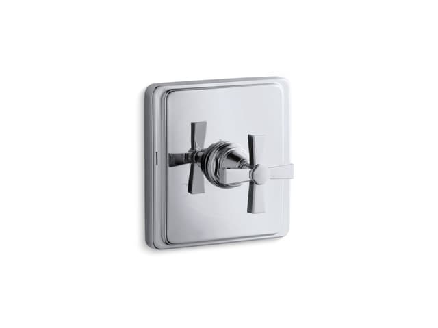 Kohler Pinstripe Pure MasterShower temperature control valve trim with Lever handle - Polished Chrome