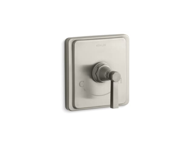 Kohler Pinstripe MasterShower temperature control valve trim with Lever handle - Vibrant Brushed Nickel