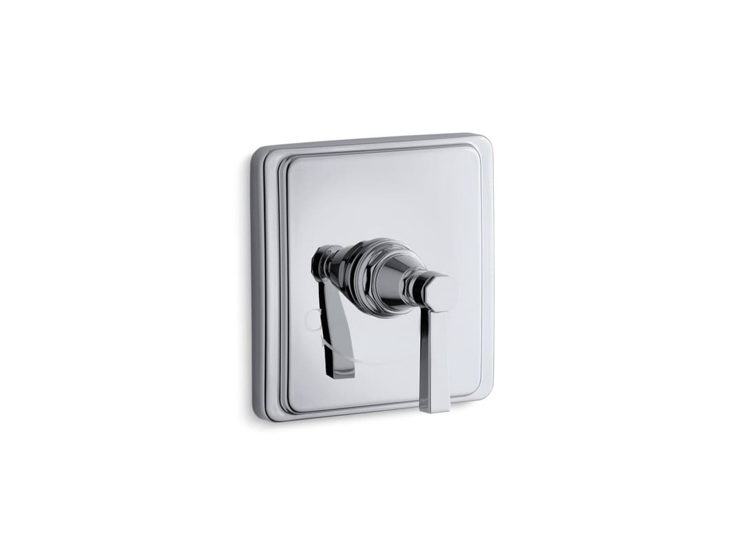 Kohler Pinstripe MasterShower temperature control valve trim with Lever handle - Polished Chrome by Kohler