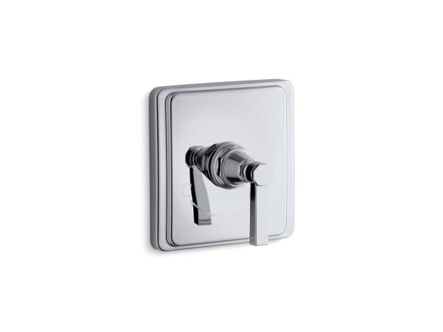 Kohler Pinstripe MasterShower temperature control valve trim with Lever handle - Polished Chrome