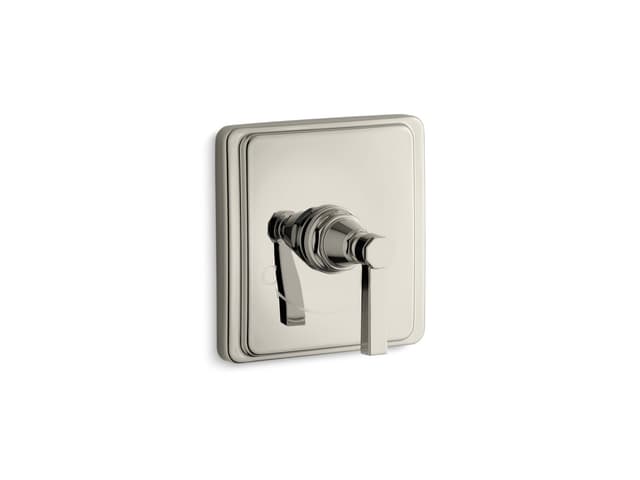 Kohler Pinstripe MasterShower temperature control valve trim with Lever handle - Vibrant Polished Nickel