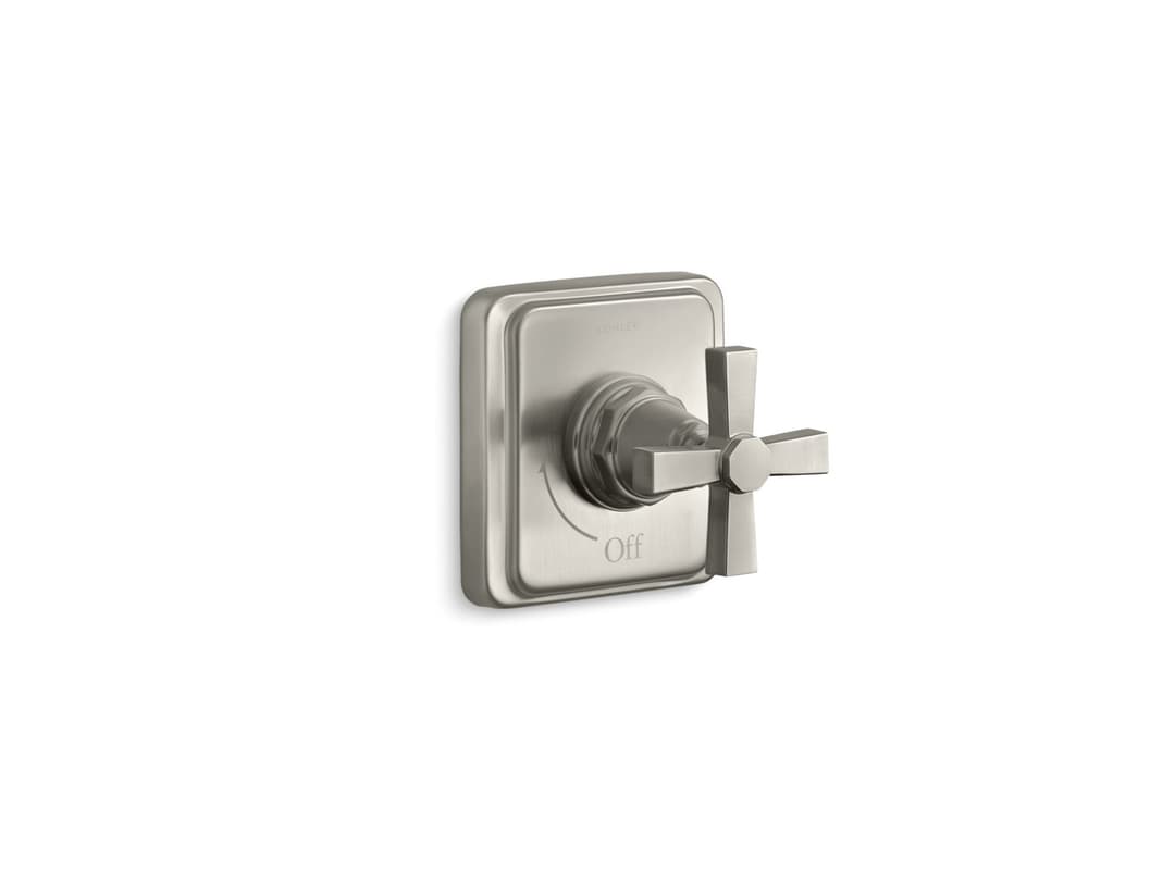 Kohler Pinstripe Pure MasterShower volume control valve trim with cross handle - Vibrant Brushed Nickel by Kohler