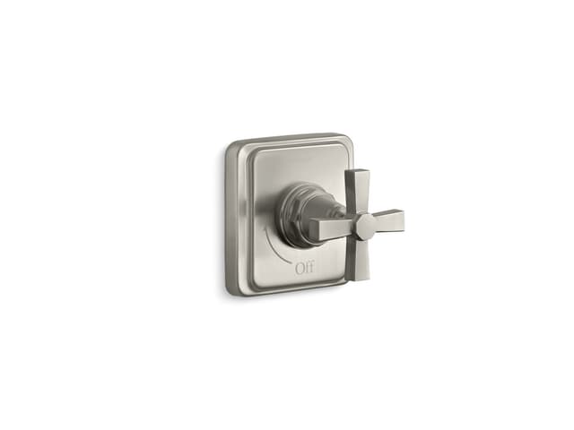 Kohler Pinstripe Pure MasterShower volume control valve trim with cross handle - Vibrant Brushed Nickel