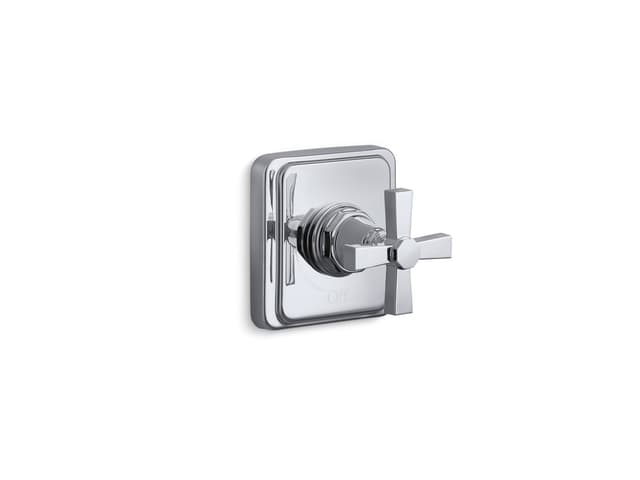Kohler Pinstripe Pure MasterShower volume control valve trim with cross handle - Polished Chrome