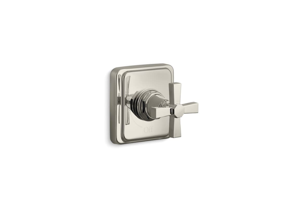 Kohler Pinstripe Pure MasterShower volume control valve trim with cross handle - Vibrant Polished Nickel by Kohler