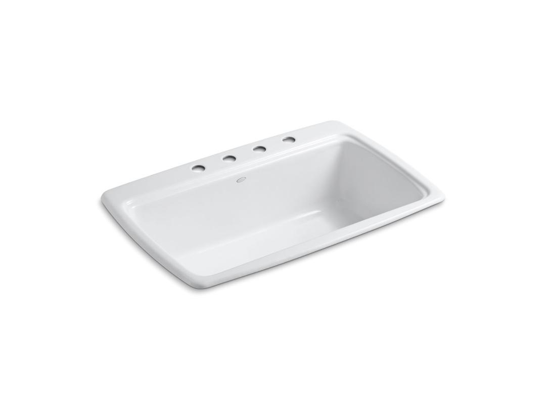 Cape Dory 33'' x 22'' x 9-5/8'' top-mount single-bowl kitchen sink with 4 faucet holes by Kohler