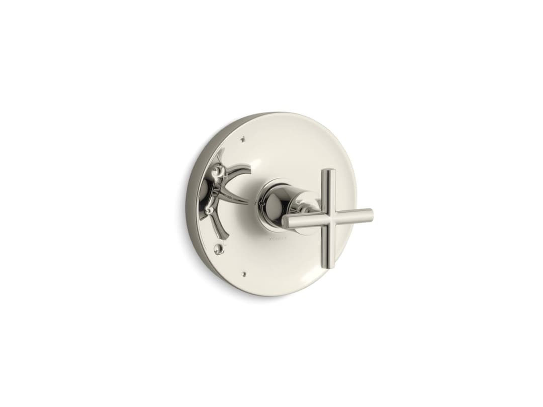 Kohler Purist Rite-Temp valve trim with cross handle - Vibrant Polished Nickel by Kohler