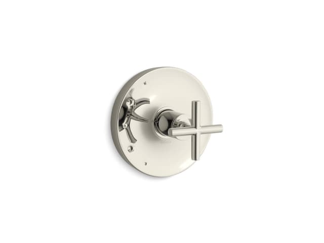 Kohler Purist Rite-Temp valve trim with cross handle - Vibrant Polished Nickel