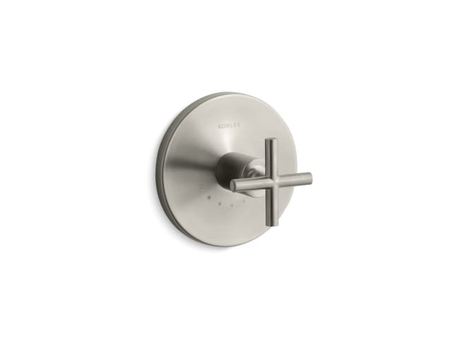 Kohler Purist MasterShower temperature control valve trim with cross handle - Vibrant Brushed Nickel