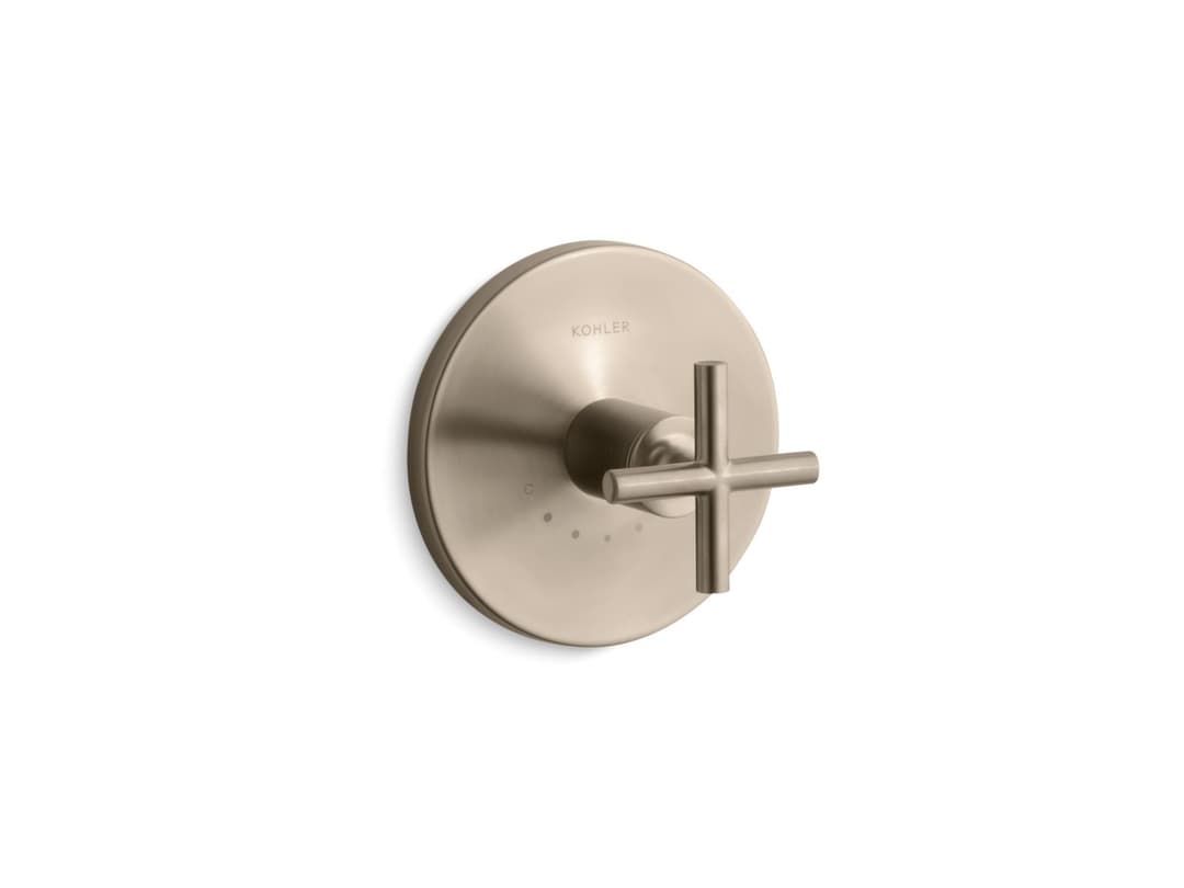 Kohler Purist MasterShower temperature control valve trim with cross handle - Vibrant Brushed Bronze by Kohler