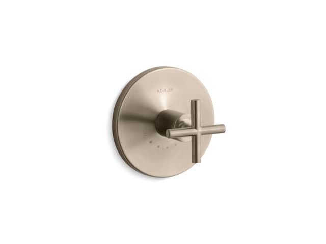 Kohler Purist MasterShower temperature control valve trim with cross handle - Vibrant Brushed Bronze