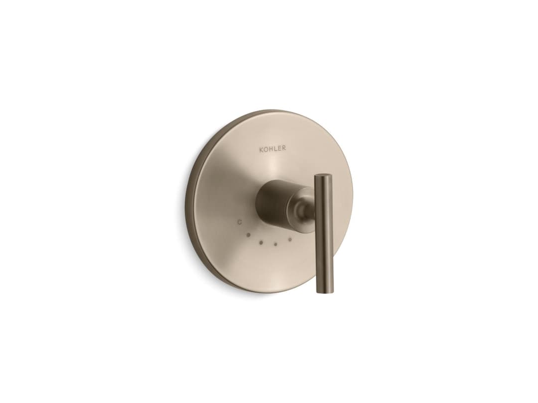 Kohler Purist MasterShower temperature control valve trim with lever handle - Vibrant Brushed Bronze by Kohler