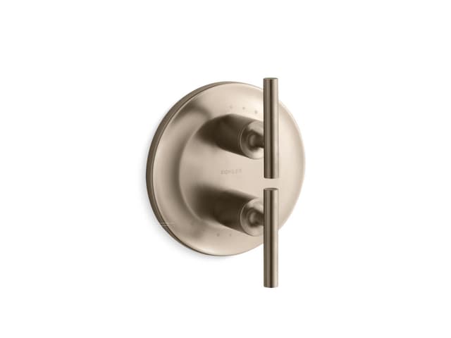 Kohler Purist MasterShower temperature and volume control valve trim - Vibrant Brushed Bronze