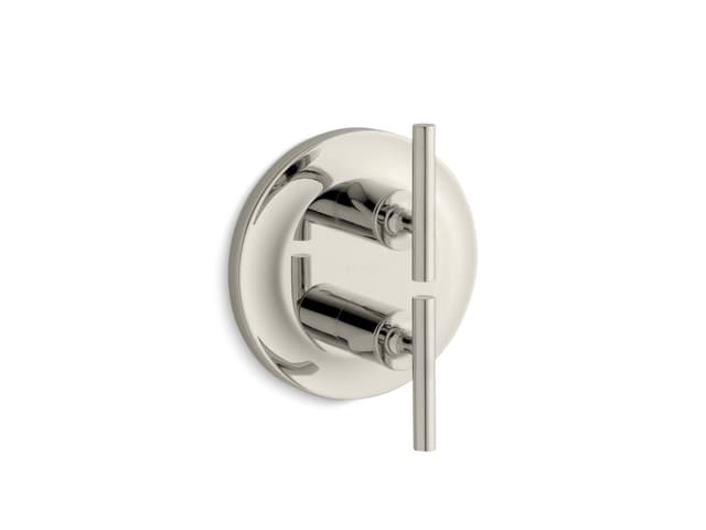 Kohler Purist MasterShower temperature and volume control valve trim - Vibrant Polished Nickel