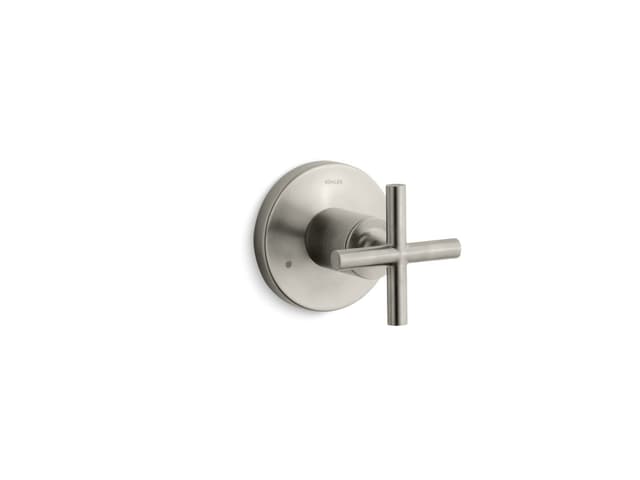 Kohler Purist MasterShower transfer valve trim with cross handle - Vibrant Brushed Nickel