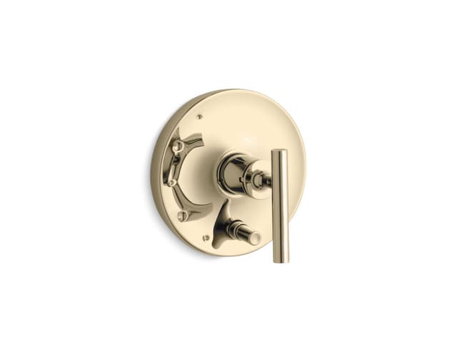 Kohler Purist Rite-Temp valve trim with push-button diverter and lever handle - Vibrant French Gold