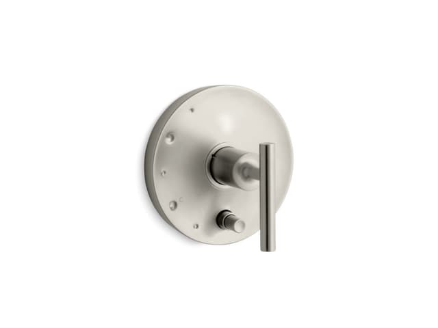 Kohler Purist Rite-Temp valve trim with push-button diverter and lever handle - Vibrant Brushed Nickel
