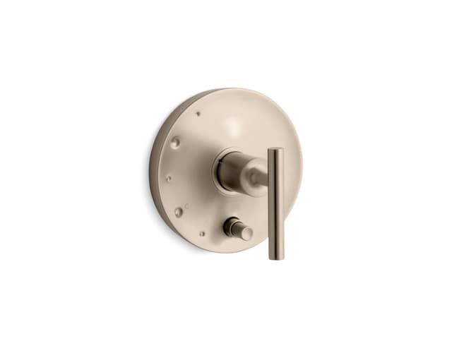 Kohler Purist Rite-Temp valve trim with push-button diverter and lever handle - Vibrant Brushed Bronze