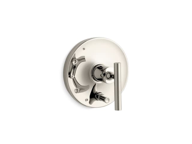 Kohler Purist Rite-Temp valve trim with push-button diverter and lever handle - Vibrant Polished Nickel