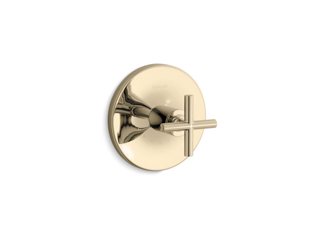 Kohler Purist MasterShower temperature control valve trim with cross handle - Vibrant French Gold by Kohler