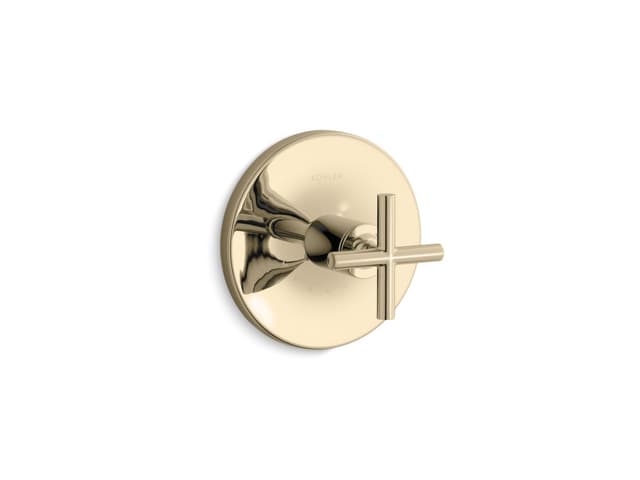Kohler Purist MasterShower temperature control valve trim with cross handle - Vibrant French Gold