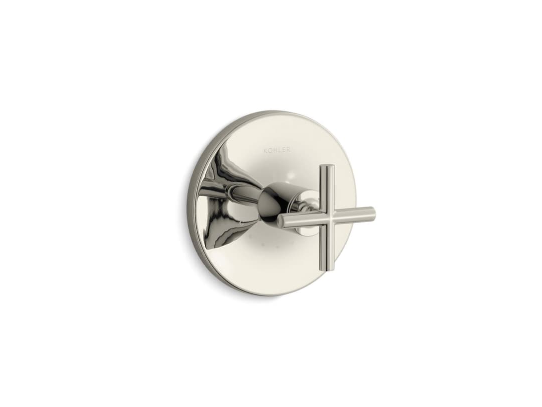 Kohler Purist MasterShower temperature control valve trim with cross handle - Vibrant Polished Nickel by Kohler