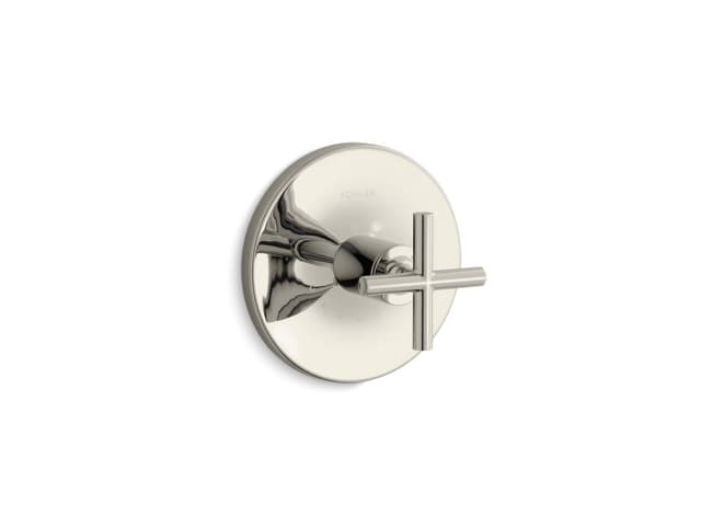 Kohler Purist MasterShower temperature control valve trim with cross handle - Vibrant Polished Nickel