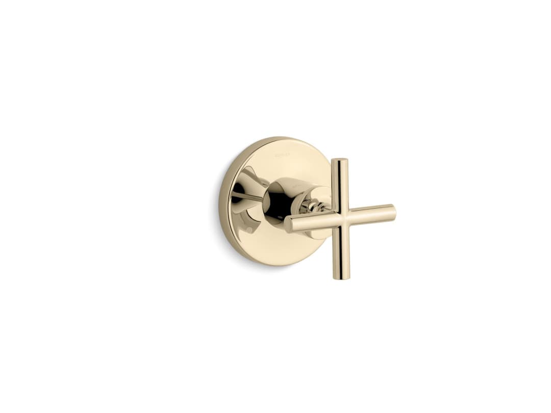 Kohler Purist MasterShower transfer valve trim with cross handle - Vibrant French Gold by Kohler