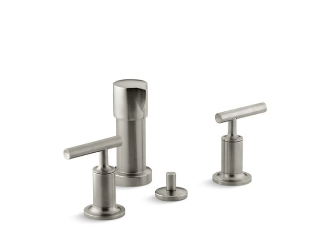 Kohler Purist Vertical spray bidet faucet with lever handles - Vibrant Brushed Nickel