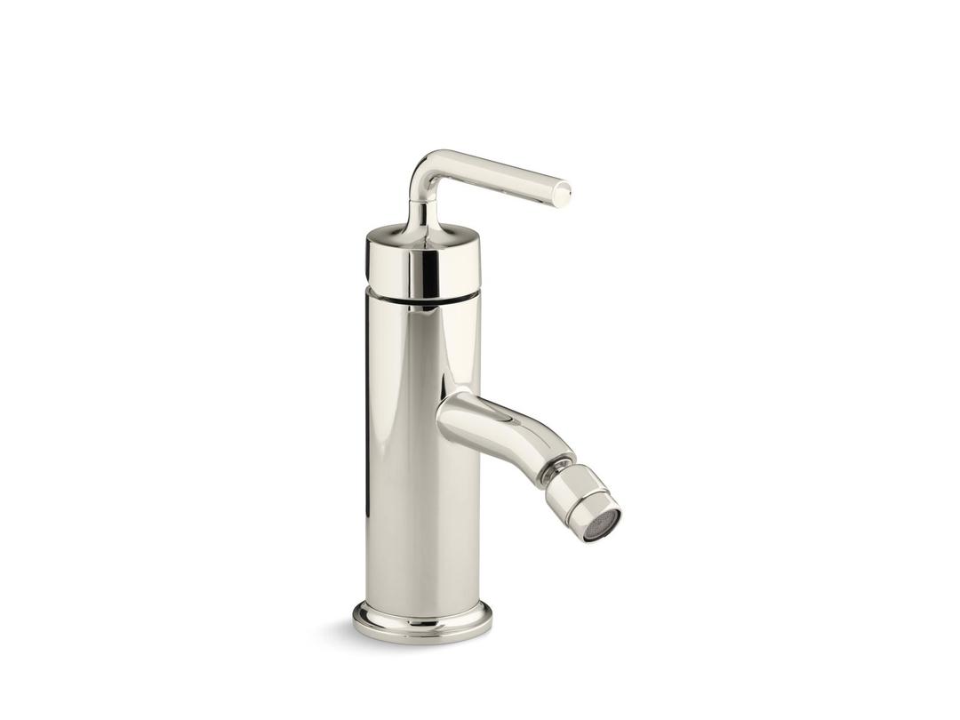 Kohler Purist Horizontal swivel spray aerator bidet faucet with straight lever handle - Vibrant Polished Nickel by Kohler