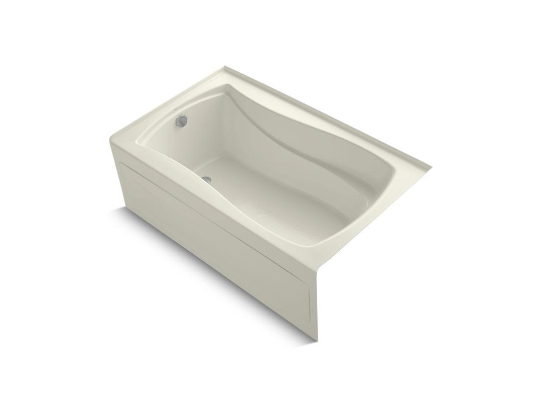 Kohler Mariposa 60'' x 36'' alcove bath with Bask heated surface, integral apron,and left-hand drain - Biscuit by Kohler