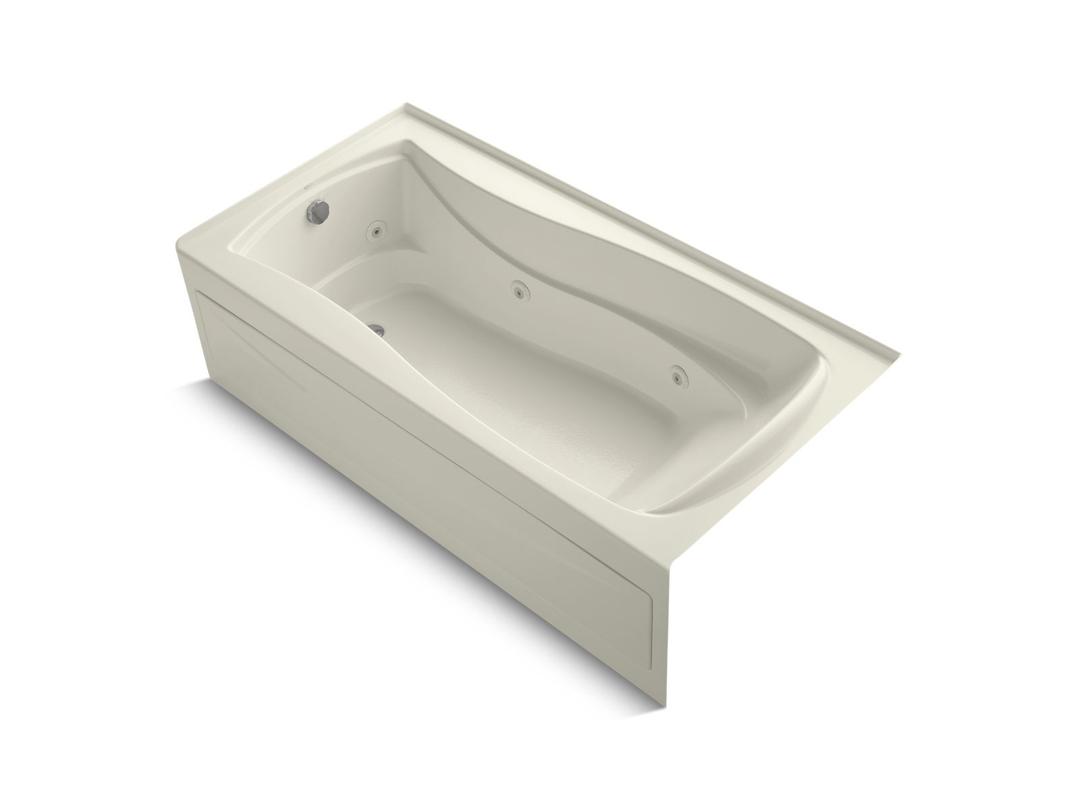 Kohler Mariposa 72'' x 36'' alcove whirlpool bath with integral apron, integral flange and left-hand drain - Biscuit by Kohler