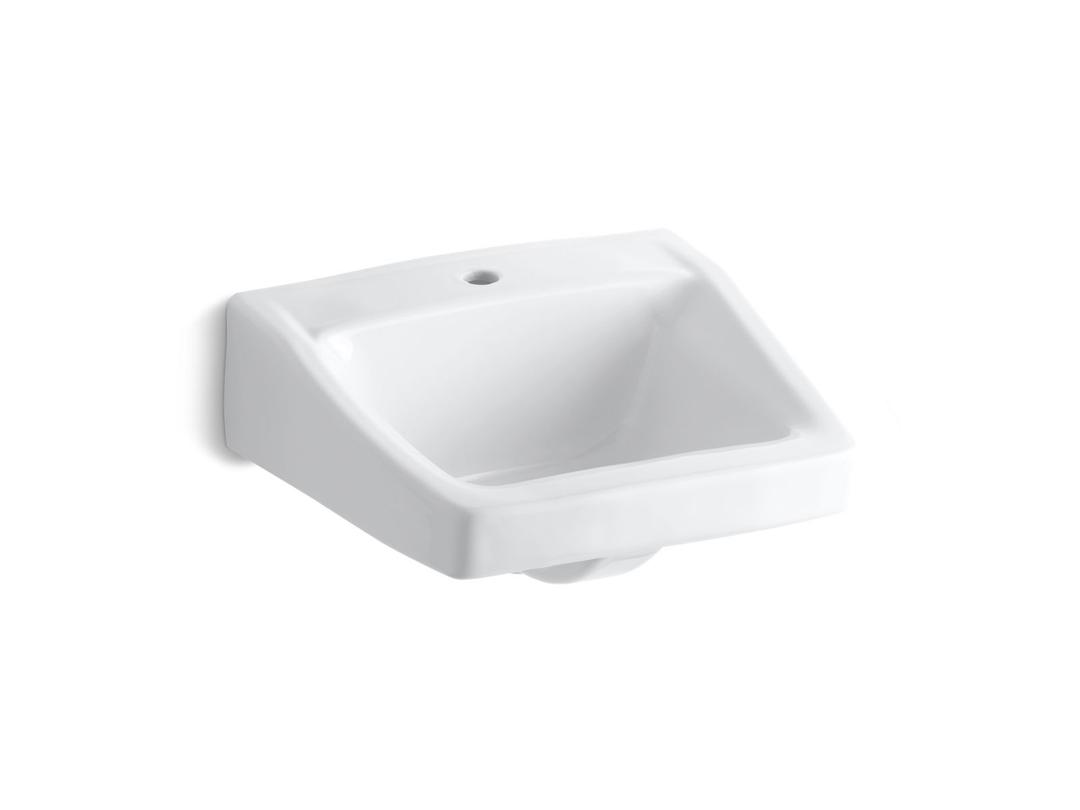 Kohler ChesapeakeE 19-1/4'' x 17-1/4'' wall-mount/concealed arm carrier bathroom sink with single faucet hole - White by Kohler