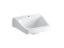 Kohler ChesapeakeE 19-1/4'' x 17-1/4'' wall-mount/concealed arm carrier bathroom sink with single faucet hole - Biscuit - image 2
