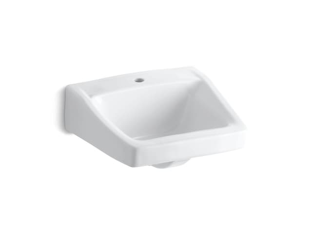 Kohler ChesapeakeE 19-1/4'' x 17-1/4'' wall-mount/concealed arm carrier bathroom sink with single faucet hole - White