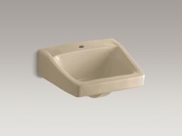 Kohler ChesapeakeE 19-1/4'' x 17-1/4'' wall-mount/concealed arm carrier bathroom sink with single faucet hole - Biscuit - image 3