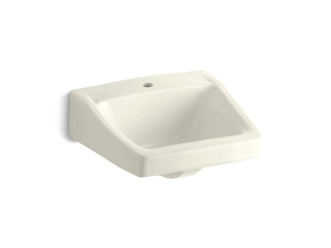 Kohler ChesapeakeE 19-1/4'' x 17-1/4'' wall-mount/concealed arm carrier bathroom sink with single faucet hole - Biscuit by Kohler