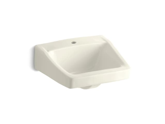 Kohler ChesapeakeE 19-1/4'' x 17-1/4'' wall-mount/concealed arm carrier bathroom sink with single faucet hole - Biscuit