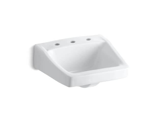 Kohler ChesapeakeE 19-1/4'' x 17-1/4'' wall-mount/concealed arm carrier bathroom sink with 8'' widespread faucet hole - White