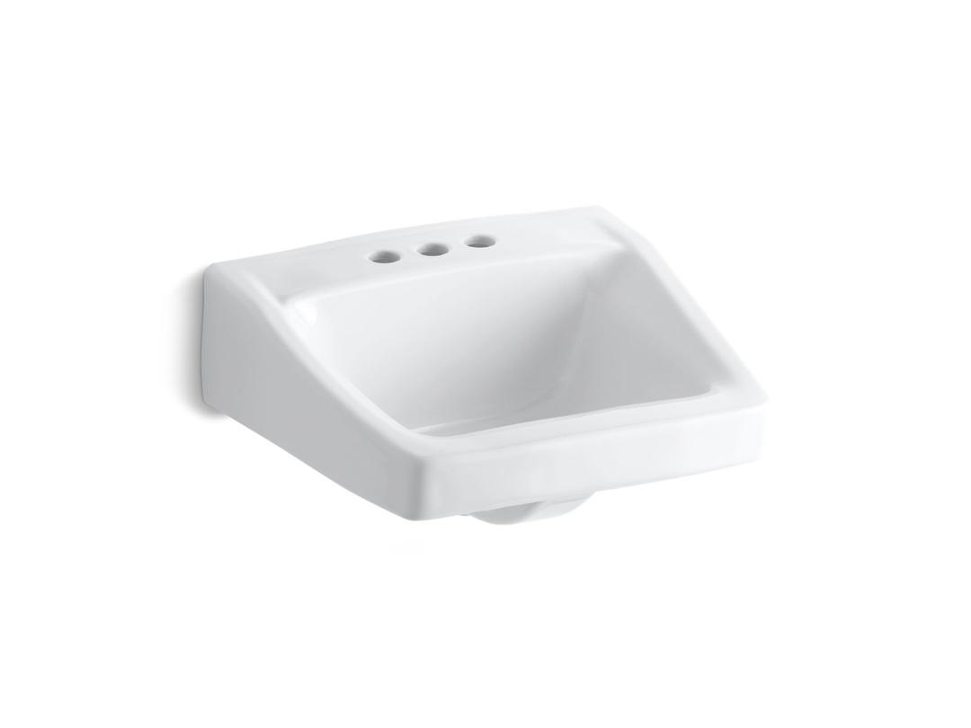 Kohler ChesapeakeE 19-1/4'' x 17-1/4'' wall-mount/concealed arm carrier arm bathroom sink with 4'' centerset faucet holes - White by Kohler