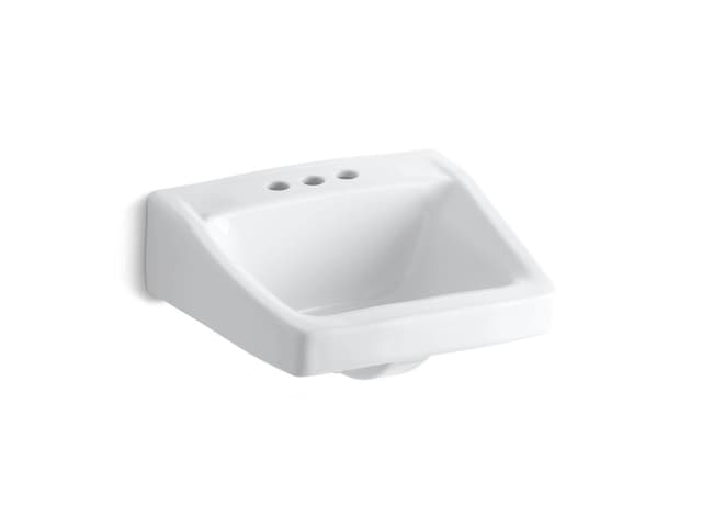 Kohler ChesapeakeE 19-1/4'' x 17-1/4'' wall-mount/concealed arm carrier arm bathroom sink with 4'' centerset faucet holes - White