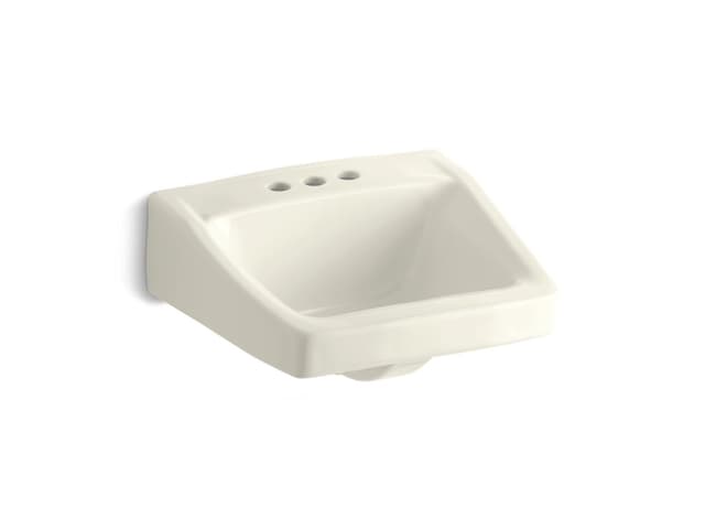 Kohler ChesapeakeE 19-1/4'' x 17-1/4'' wall-mount/concealed arm carrier arm bathroom sink with 4'' centerset faucet holes - Biscuit