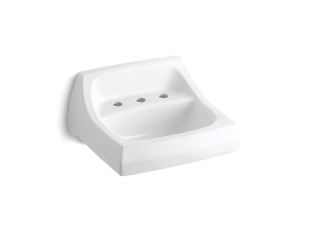 Kohler KingstonE 21-1/4'' x 18-1/8'' wall-mount/concealed arm carrier bathroom sink with widespread faucet holes - White by Kohler